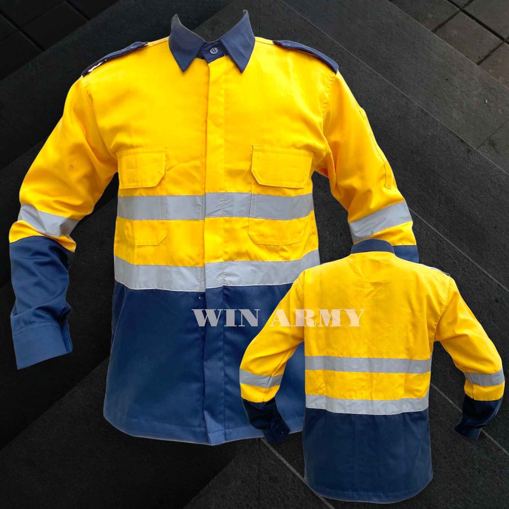 WIN Baju Safety Lengan Panjang Katelpak Wearpack Atasan Safety Kombinasi 2 Warna Kemeja two tone kemeja