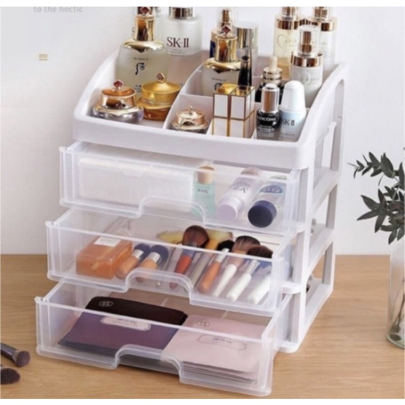 Rak Kosmetik SUSUN 3 LACI - Tempat Make Up Multifungsi Desktop Storage