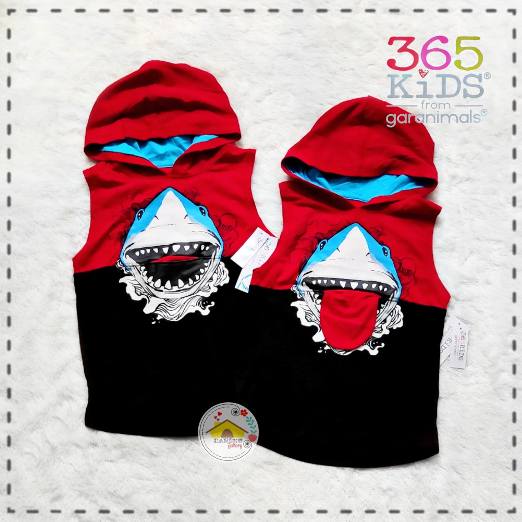 Kaos Hoodie 365 Kids GARANIMALS Boys Sleeveless Colorblock Muscle Hoodie