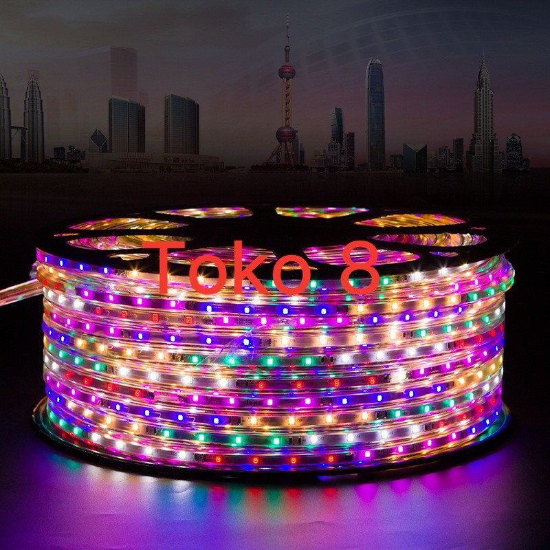 LAMPU LED STRIP SELANG 3528 2835 METERAN 220V RGB WARNA WARNI WATERPROOF