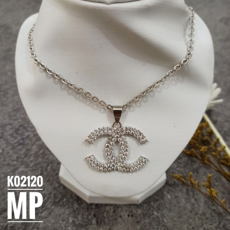 Kalung Rhodium Mewah Full Zircon Silver K02120