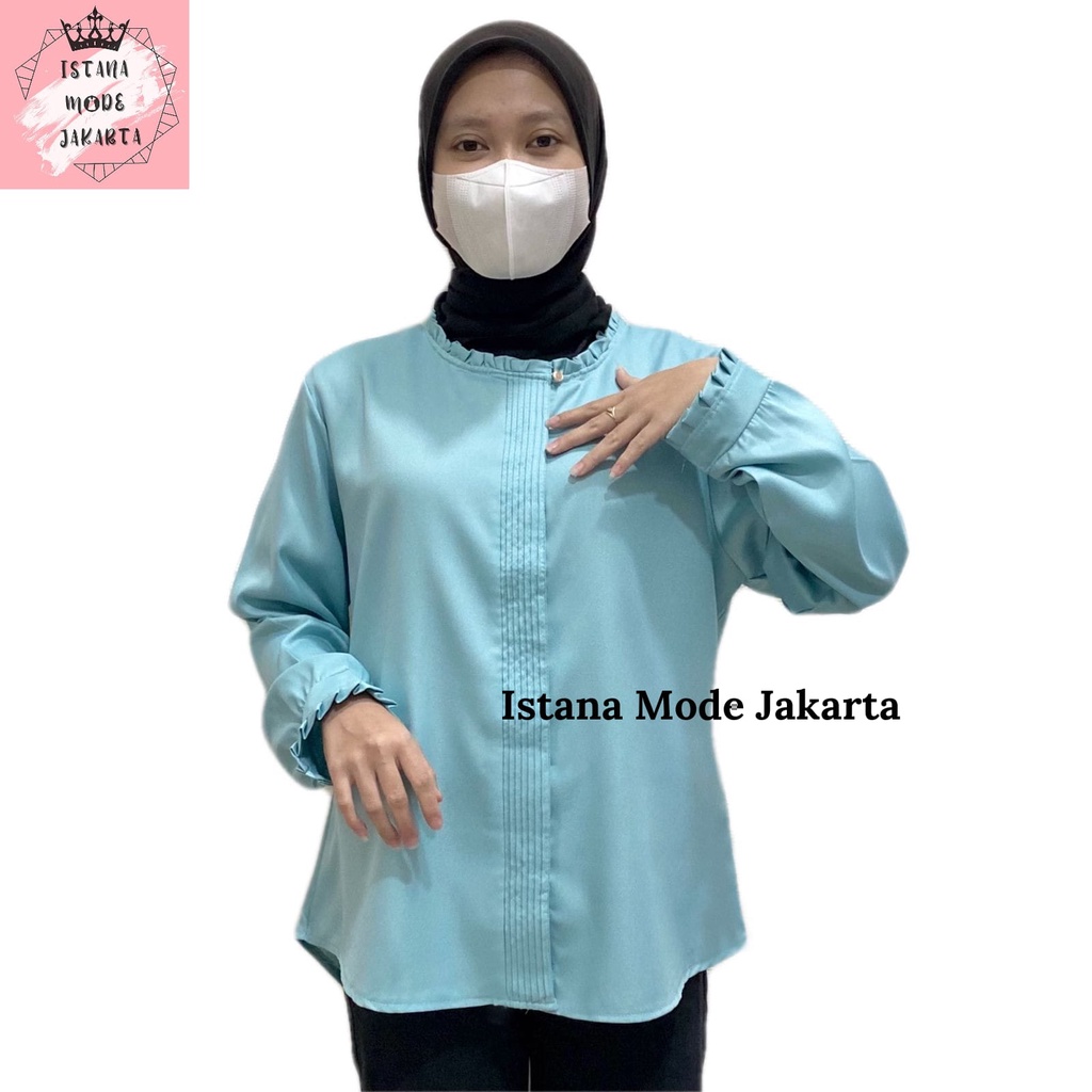 ISTANA MODE JAKARTA Lilac baju atasan wanita terbaru blouse korean style blouse wanita lengan panjang-AQUA