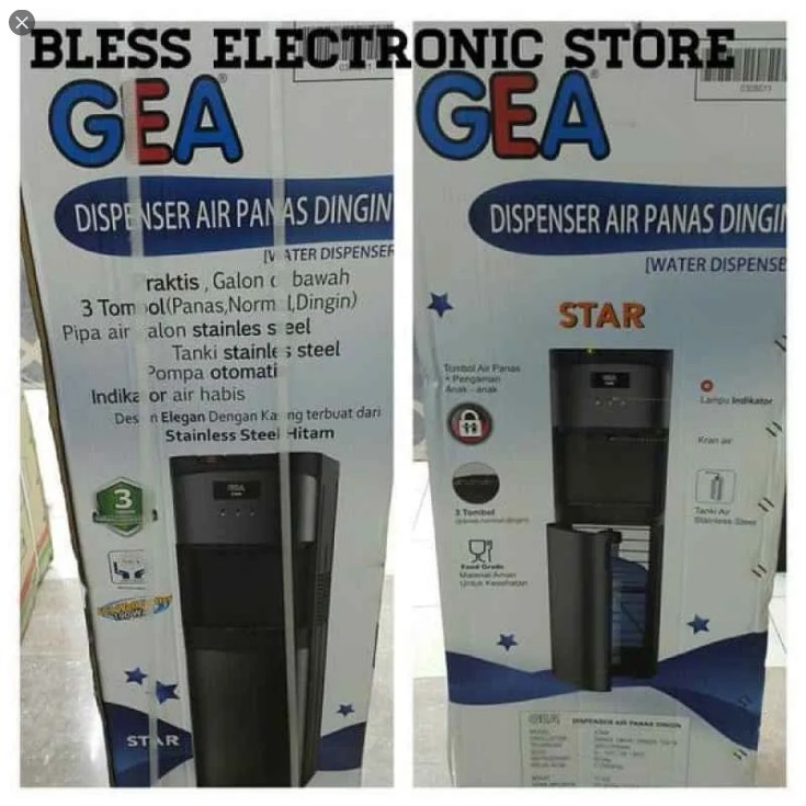 PROMO WATER DISPENSER GEA STAR GALON BAWAH HOT &amp; COOL