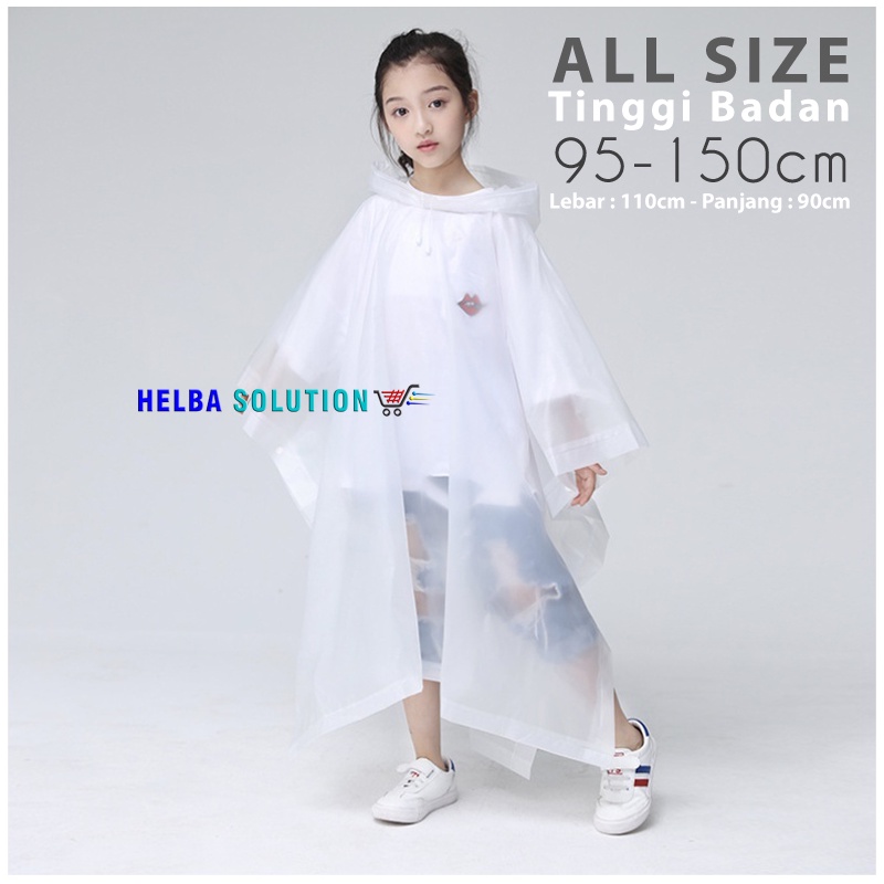 Jas Hujan Anak Laki Laki Perempuan Korean Style Mantel Hujan Ponco Terusan All Size Rain Coat