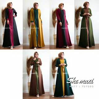 SHE MAXI / GAMIS TOYOBO FODU KOMBINASI WARNA / ALLSIZE DAN ...