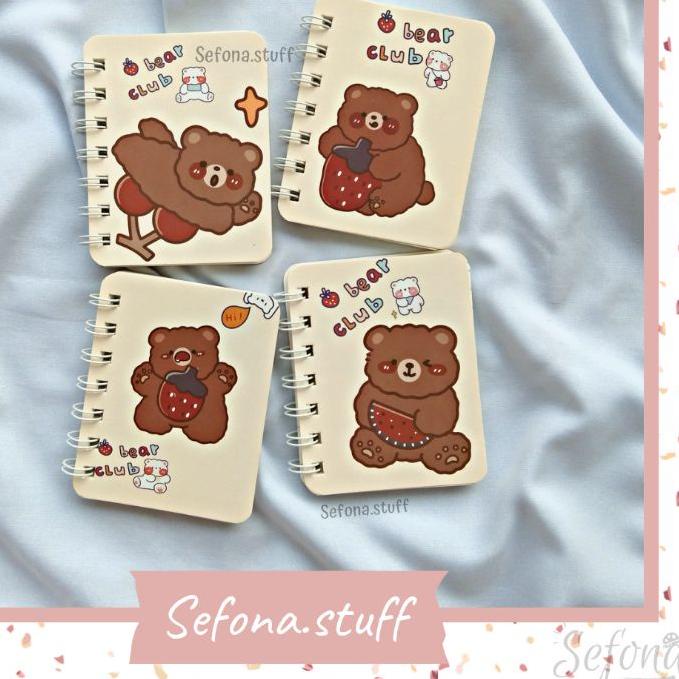 

✔️ Buku Tulis Kecil / Catatan / Notebook Mini Spiral Motif Sakura Cherry Beruang Cewek Pink Lucu Uni