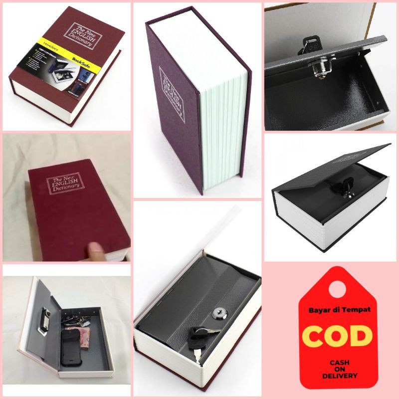 Brangkas Besi bentuk buku kamus safety box perhiasan emas Red