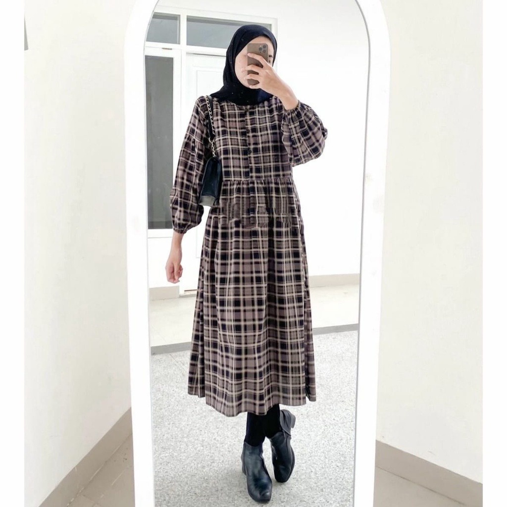 CASHA - ZFS OOTD Wanita Dress DIANA / HAKO MIDI DRESS / Dress Casual Wanita / Dress Wanita Kekinian 