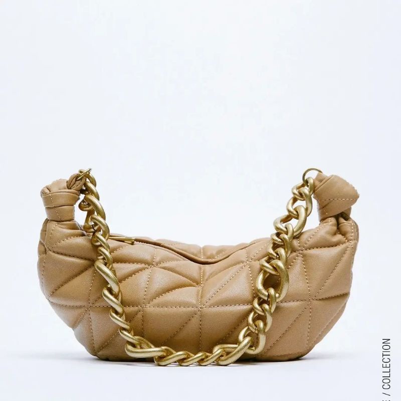 5.5 SALE | ZRA CHAIN HANDLED QUILTED LEATHER BAG