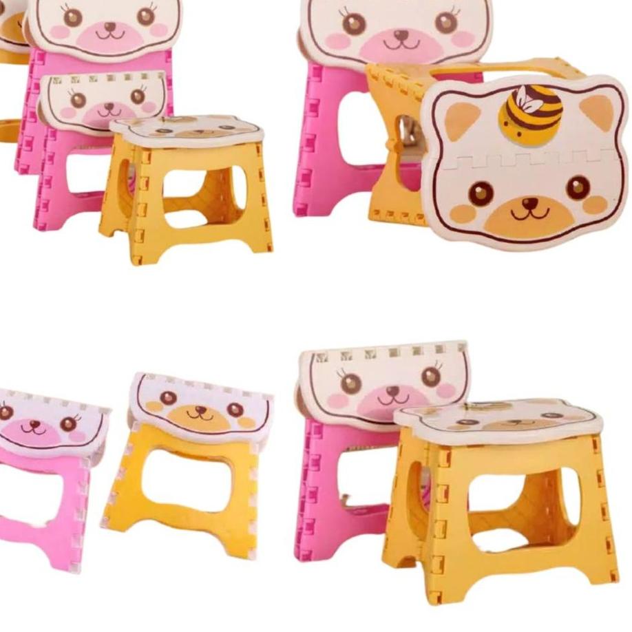 Kursi Lipat Anak Karakter / Kursi WC Bangku Jongkok Lipat  Plastik Kecil Foldable / Tempat Duduk Belajar Bermain Kids Chair Portable Minimalis Mini Serbaguna