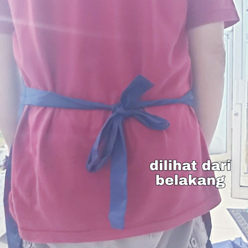 APRON PANJANG KATUN BIRU TUA