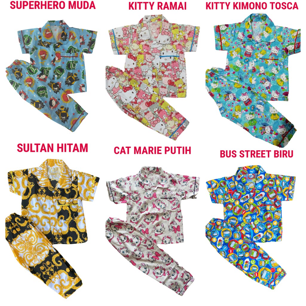 PIYAMA ANAK JUNIOR 6-12 TAHUN BEBAS PILIH MOTIF TERMURAH KODE 810.C