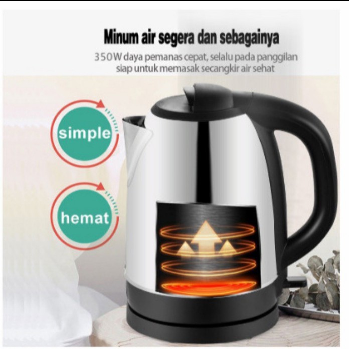 (COD) Teko listrik stainless steel Pemanas air kettle electric kapasitas 2L