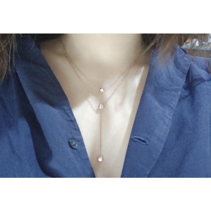 Fifi Fashion Kalung Titanium Antikarat Dua Model Perhiasan Lapis Emas KT34