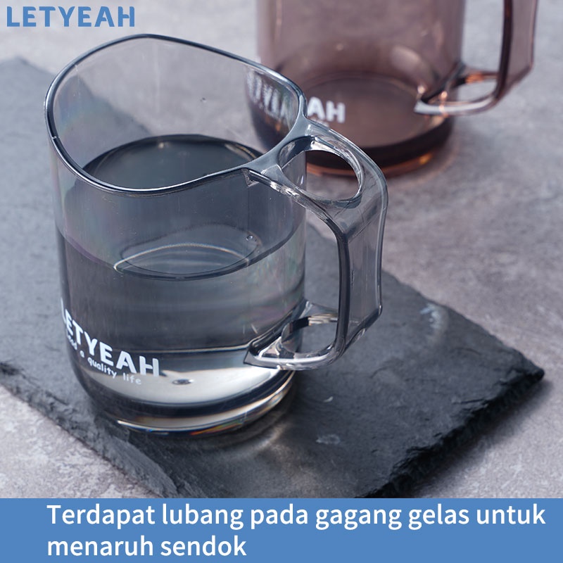 letyeah Gelas minum transparan 270ml dengan pegangan / gelas susu / gelas jus