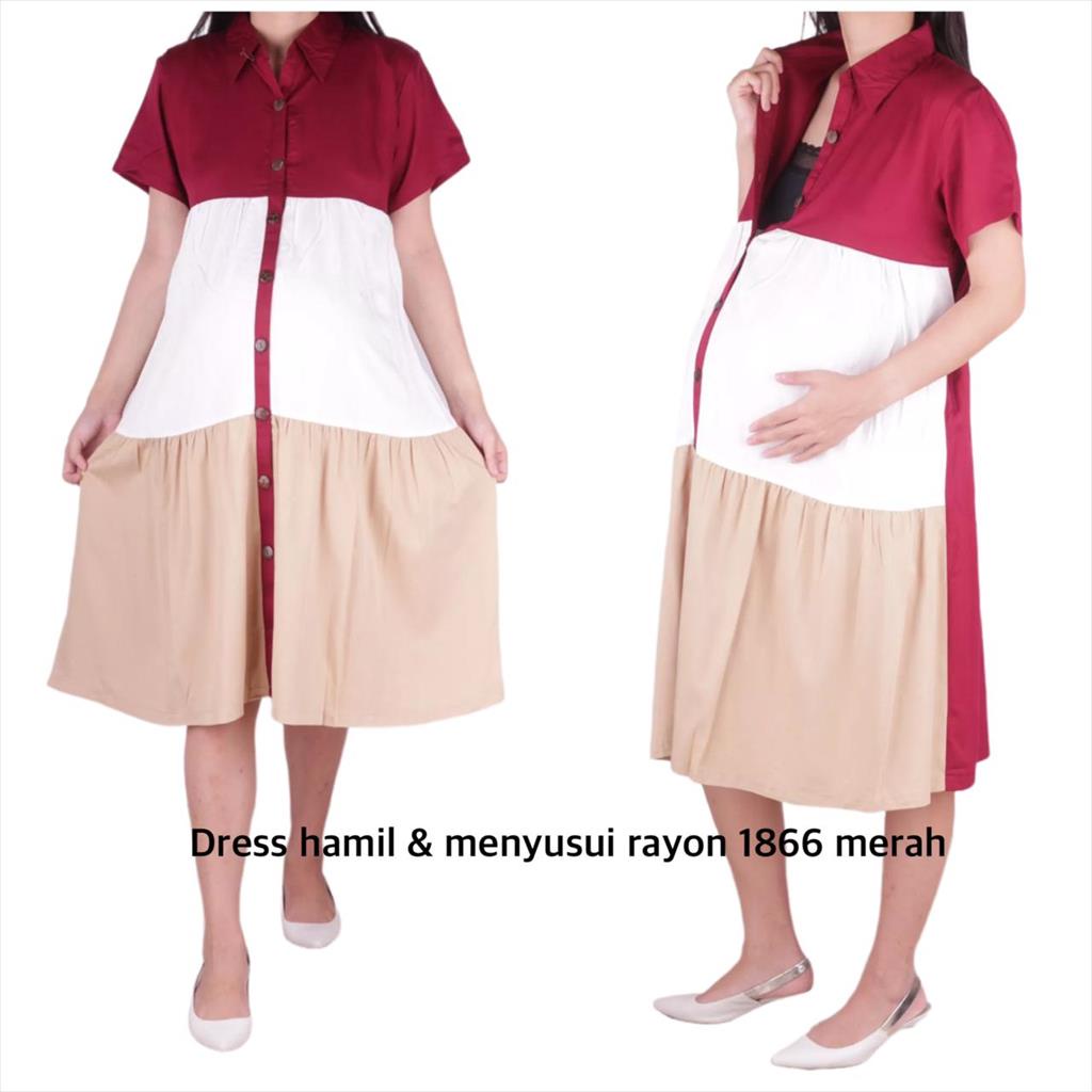 Dress Hamil &amp; Menyusui Rayon D1866