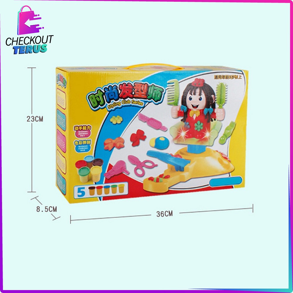CT M154 Mainan Anak Pangkas Rambut Barbershop Styling Club Mainan Potong Rambut Pretend Play Salon Anak