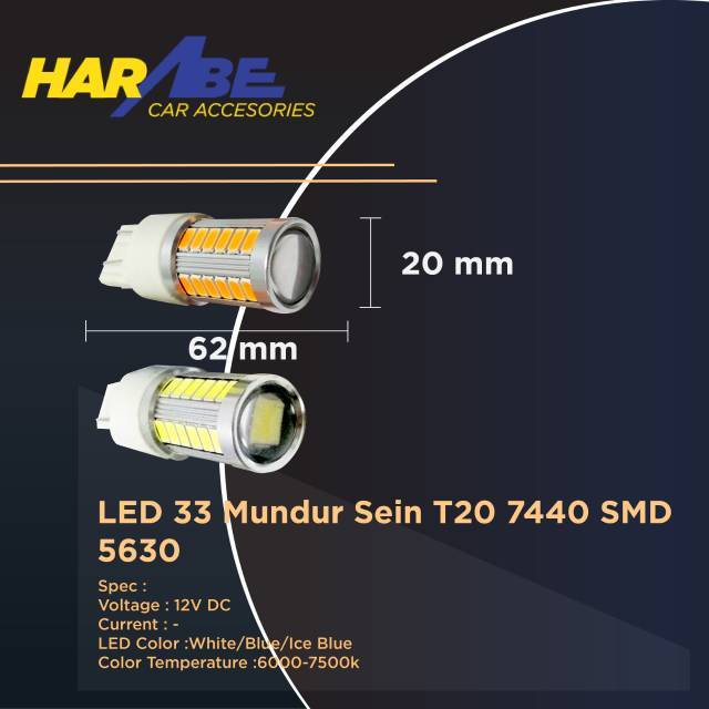 LED Mundur/Sein T20/7440 SMD 5630/5730 33LED Putih/Kuning