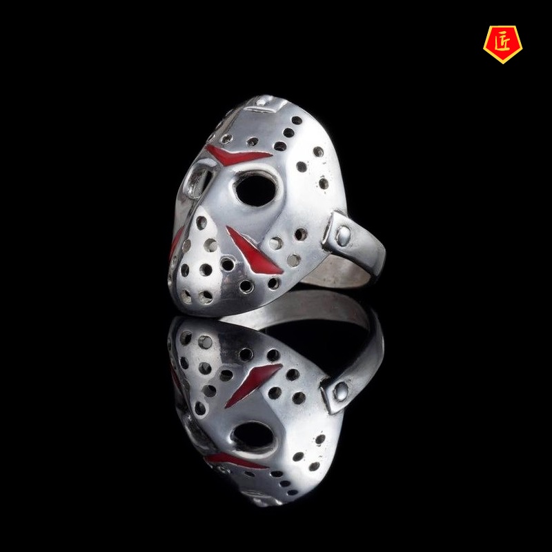[Ready Stock]Retro S925 Silver Thriller Mask Ring