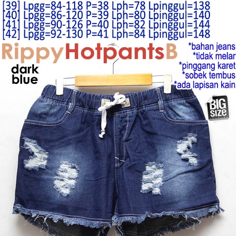 Rippy Hotpants B 39 40 41 42 Celana Pendek Jeans Jumbo Wanita