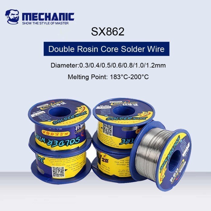 Original Mechanic Timah Solder Wire Soldering Double Rosin SX 862 Banyak Ukuran Isi 60 Gr