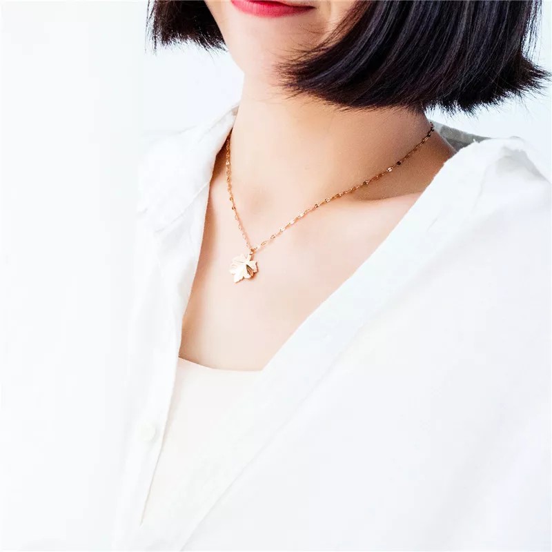 Kalung Titanium Korea Anti Karat Model Daun