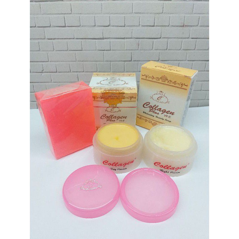 Cream collagen siang malam dan sabun 3in1