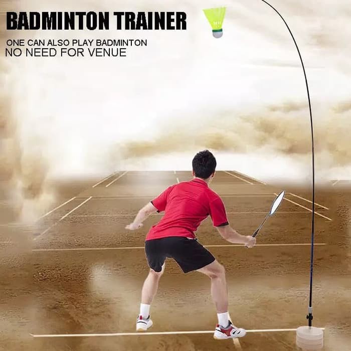 Badminton Trainer latihan sendiri mandiri alat mantul bulutangkis termasuk 3 shuttlecock plastik KOK