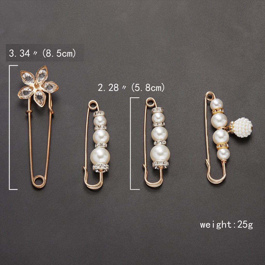 Set of 6 Round Flower Rabbit Badge Pendants with White Imitation Pearls and Rhinestones, One-pin Pins and Big Brooches