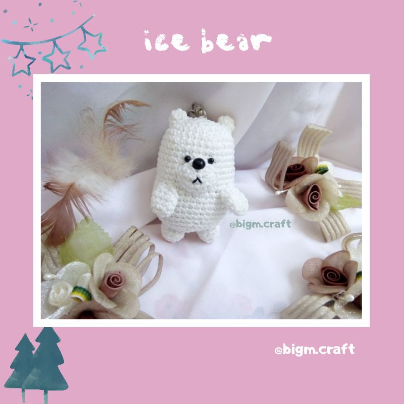 Amigurumi Ice Bear Beruang Teddy Putih | Gantungan Kunci Lucu mini Ice Bear