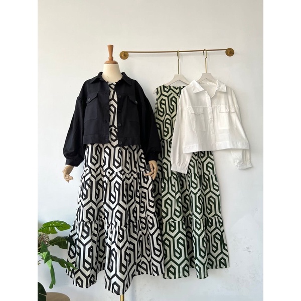 MIDI SET ZARA JAKET / ZARA ONESET MIDI DRESS / MIDI DRES MOTIF ZARA SET JAKET TERBARU / ZARA ONE SET