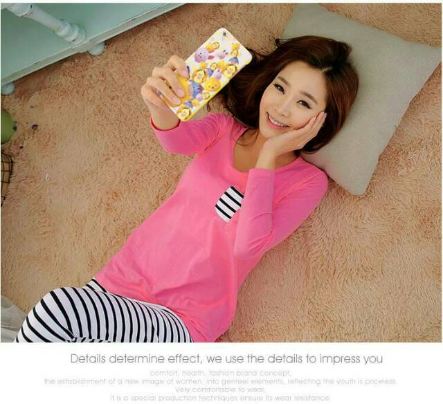 Pp piyama baju tidur pink salur legging