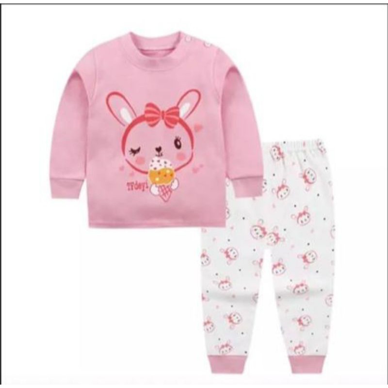 KIDCAT PREMIUM - Setelan Baju Anak Bayi Little rabbit fusia
