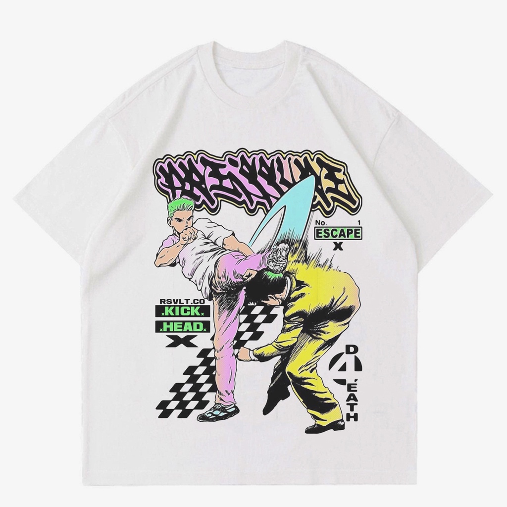 RSVLT - GRAPHIC TEE ANIME STREET FIGHTER | KAOS ANIME VINTAGE | T-SHIRT WHITE OVERSIZE ANIME