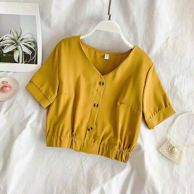 Crop zoya/blouse pinggang karet