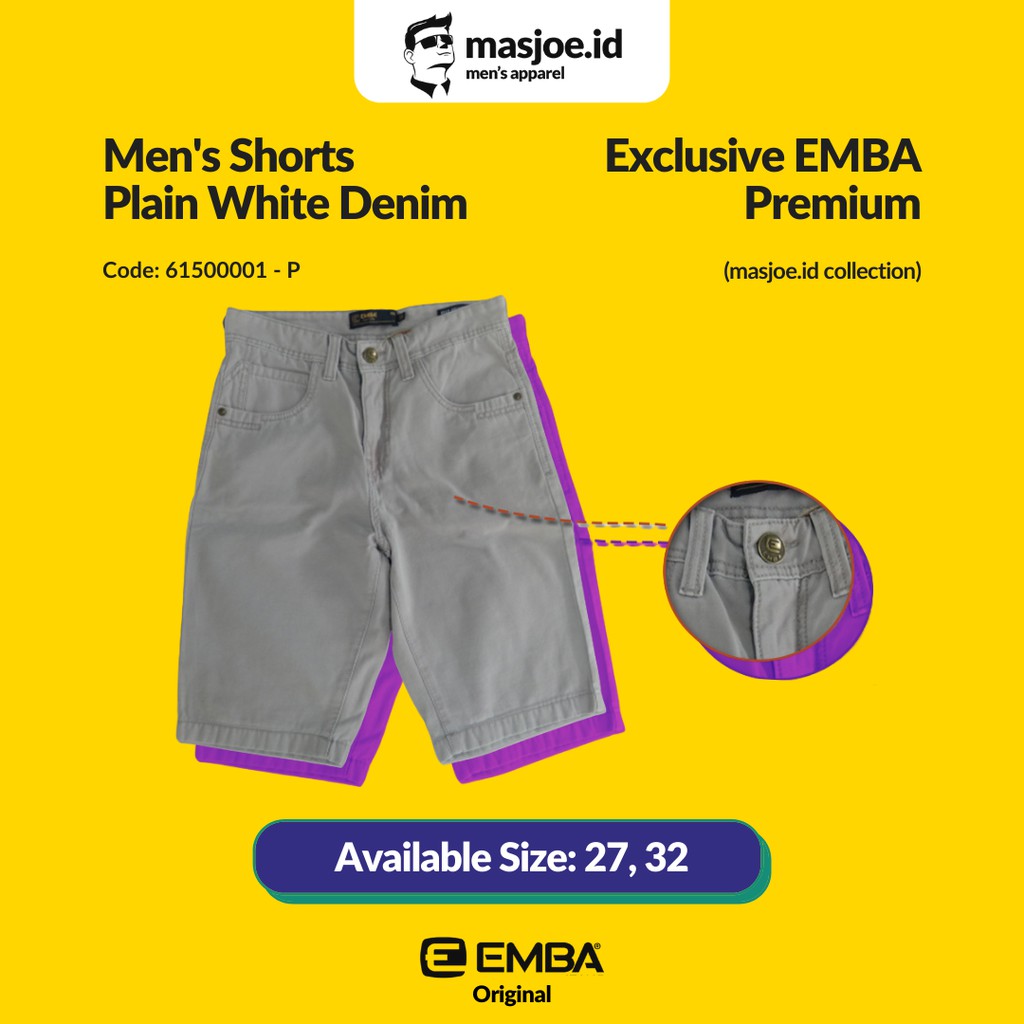 Celana Pendek Pria EMBA Original - Plain White