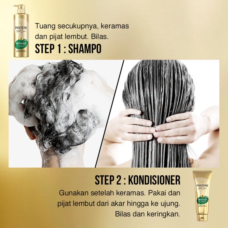 Paket Pantene Gold Series Smooth &amp; Sleek Shampoo 270ml + Conditioner 190ml