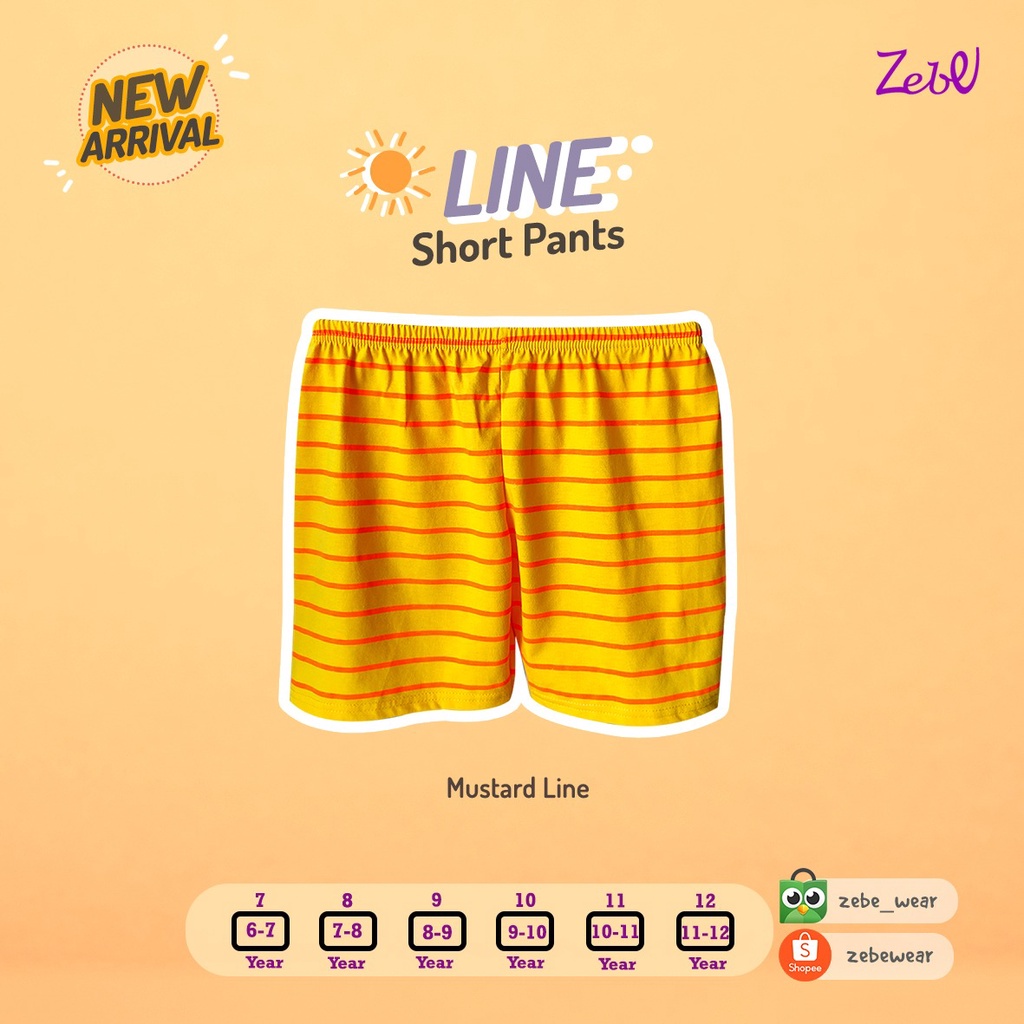 Zebe Line Short Pants Unisex (7 sd 12 tahun)