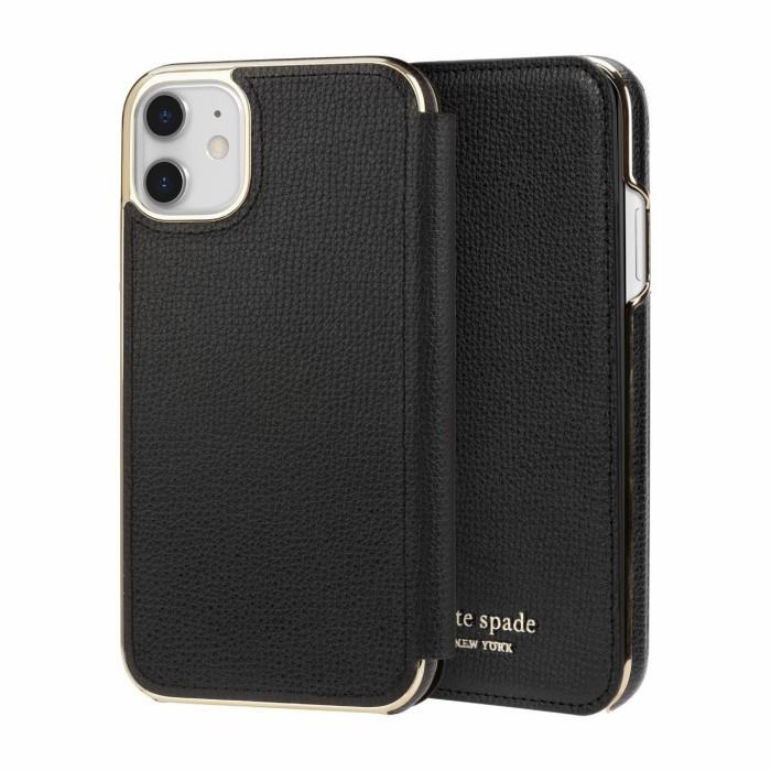 Kate Spade New York Iphone 11 Casing - Inlay Folio Black Flip Case Ori