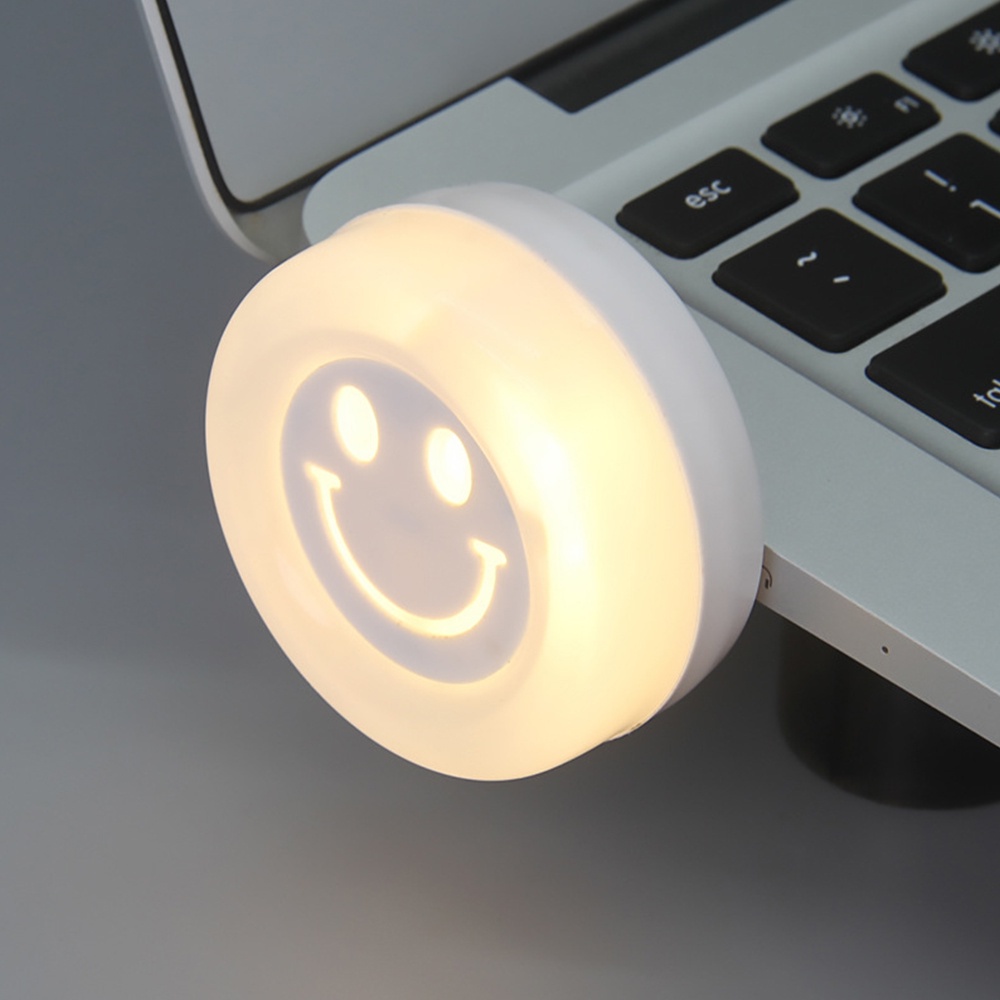 1pc Lampu Malam Led Mini Portable USB Desain Smile Untuk Dekorasi Kamar Tidur