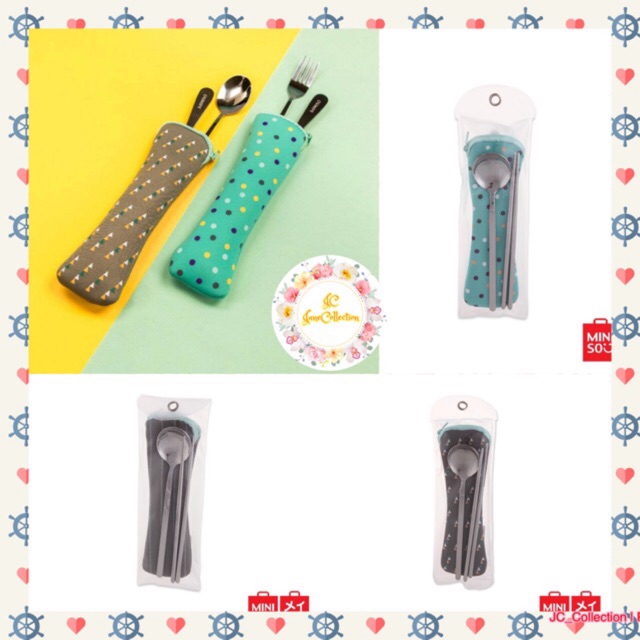 Ready stock cutlery sendok + sumpit Miniso