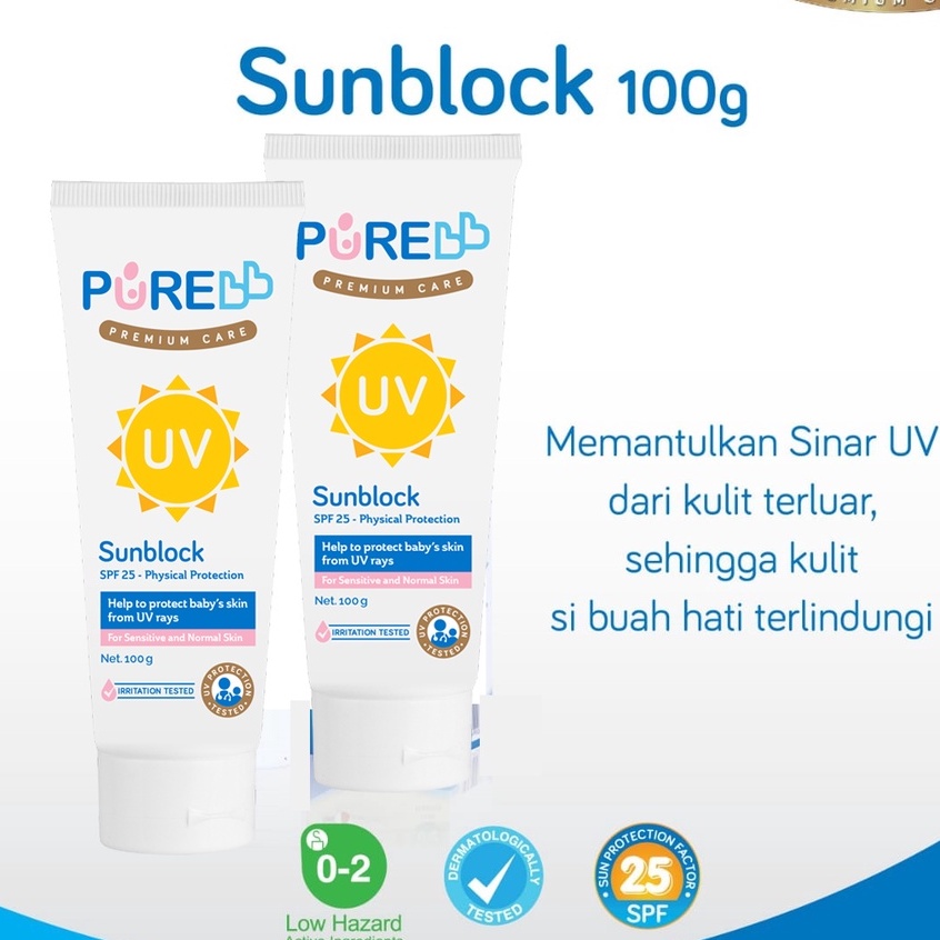 Pure BB Baby Sunblock SPF25 100gr Sun Protect Aman untuk Bayi