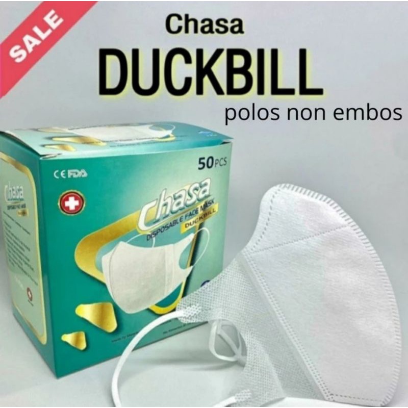 MASKER DUCKBILL CHASA 3PLY ISI 50 PCS SACHET/ BOX ORIGINAL ❌TIDAK ADA EMBOS CHASA