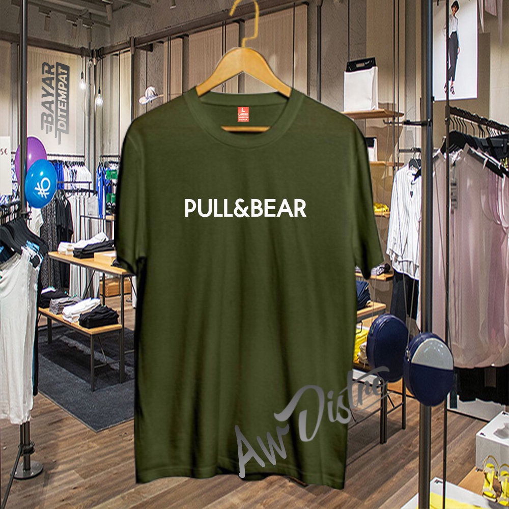 COD Baju Kaos Distro Pull&amp;Bear White Premium Quality Lengan Pendek Kaos Tulisan Kaos Kata-Kata Kaos Sablon