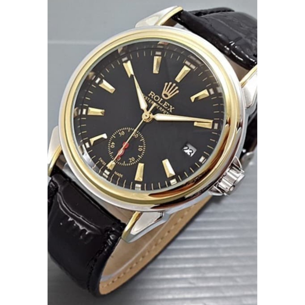 Jam Tangan Pria Rolex  Automatic Transparan Kulit second Bawah A | Jam Tangan Murah