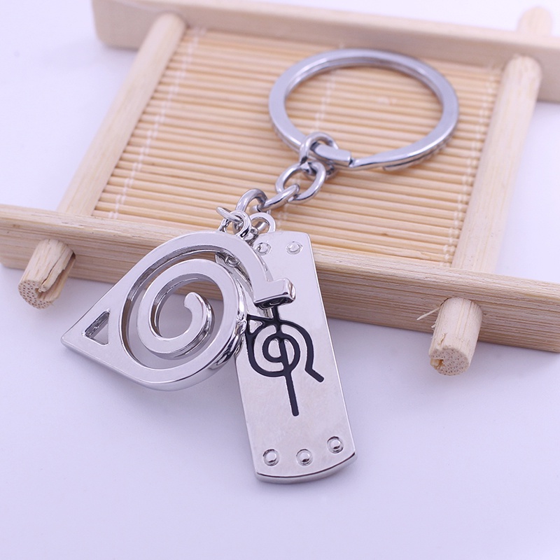 Naruto Ninja Kunai Weapon Modle Keyrings Konoha Symbol Akatsuki Red Cloud Pendant Key Chains Car Bags Keyfob Trinket
