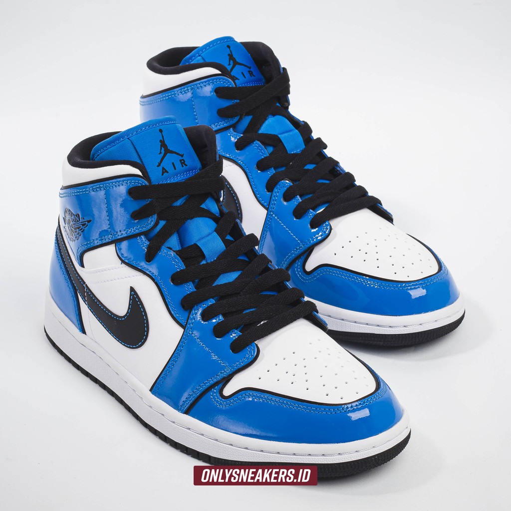 blue jordan one mid