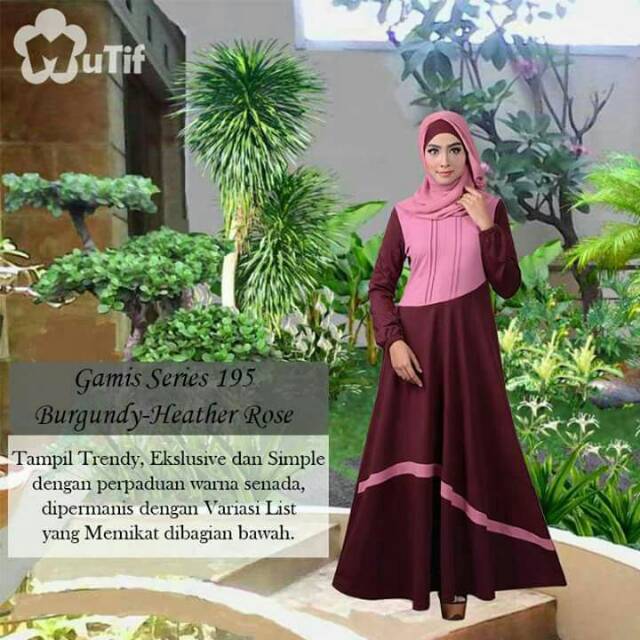 Mutif 195 maron burgundy. gamis dewasa murah busui