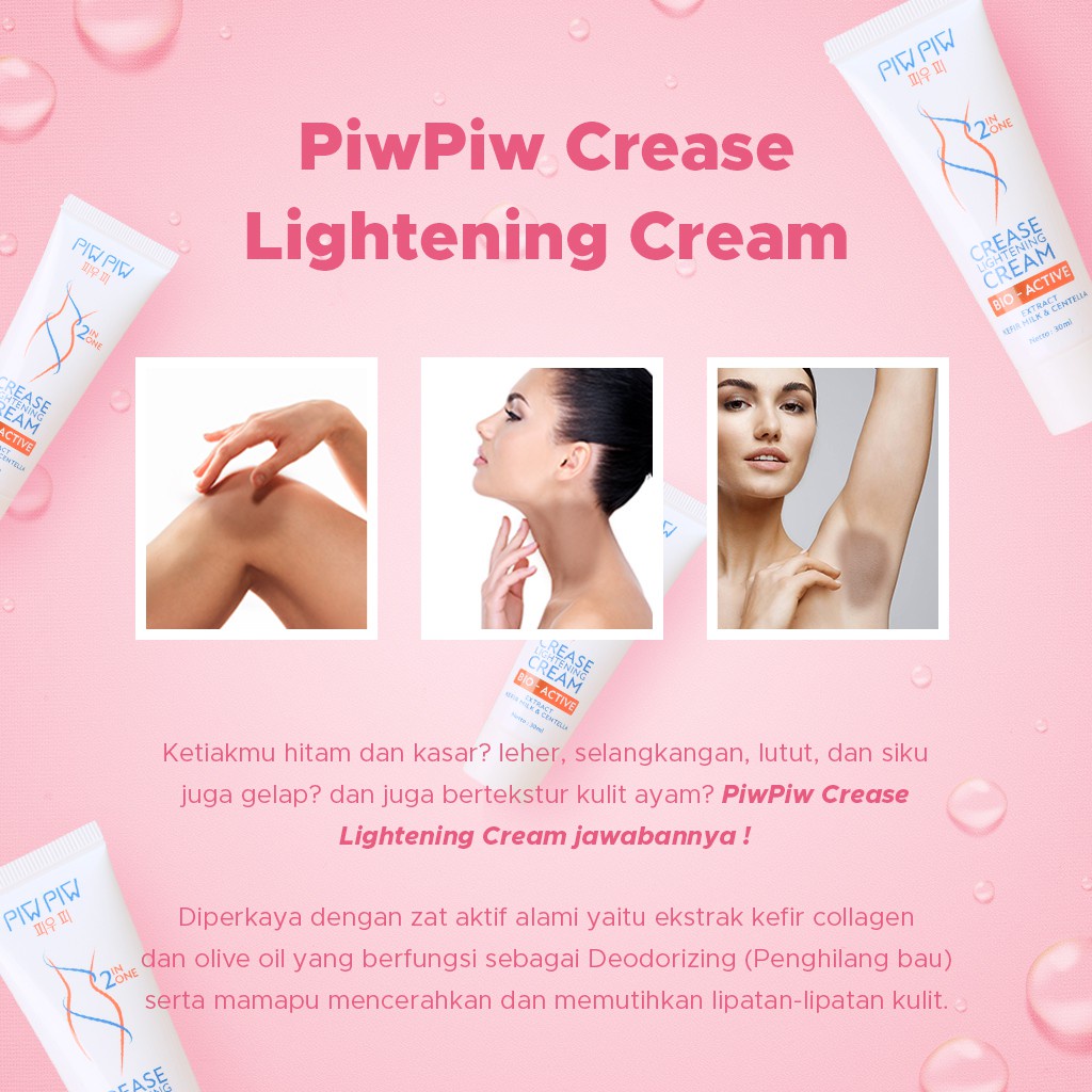 [ FREE PARFUM, BPOM] PiwPiw Pemutih Pencerah Ketiak Leher Selangkangan Lipatan Kulit Piw Piw Crease Lightening Cream