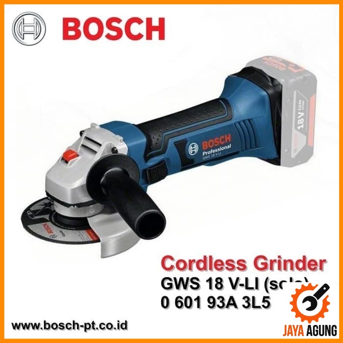 Bosch Mesin Gerinda Baterai / Cordless Grinder GWS 18V-LI (Unit Only)